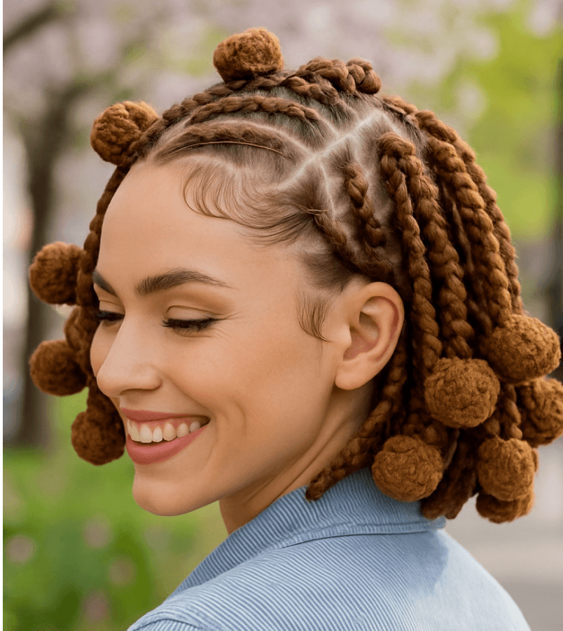 Smiling woman wearing braided hair